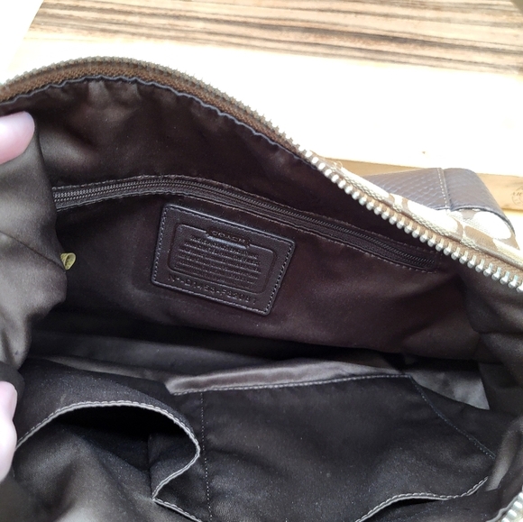 Coach Brown & Tan Signature Python Logo Shoulder Bag - Picture 11 of 13